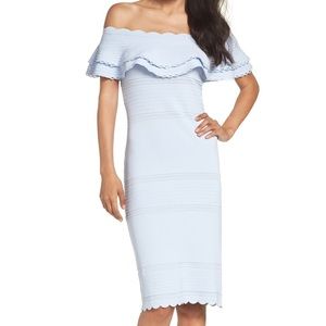 Eliza J off the shoulder ruffle midi dress